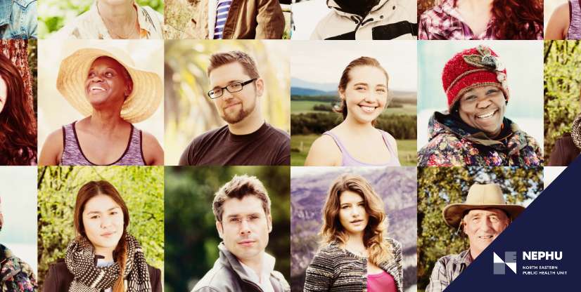 Collage of a diversity of people as headshots with the NEPHU logo in the corner